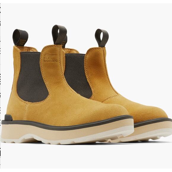 Sorel Women's Hi Line Chelsea Boot Geo Yellow Suede Size 8 NEW - Picture 1 of 9